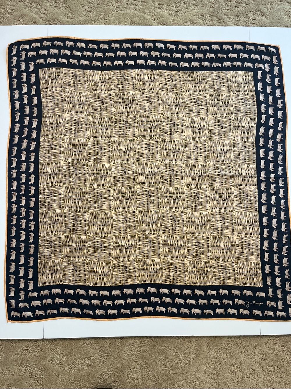 Jim Thompson Elephant Silk Scarf 32x32